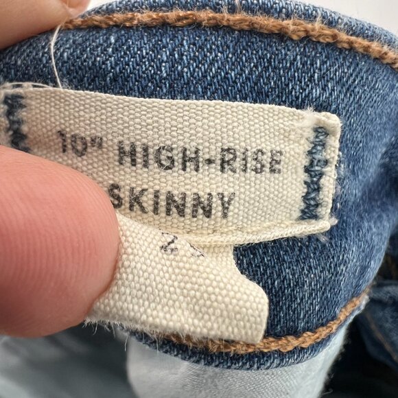 Madewell 10" High-Rise Skinny Jeans Chewed-Hem Edition exposed button fly 29 - Picture 12 of 16